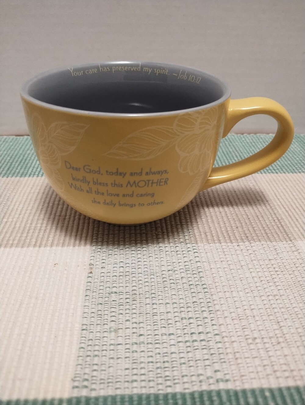 Yellow Ceramic 'Mother' Sentiment Mug - Inspirational Gift